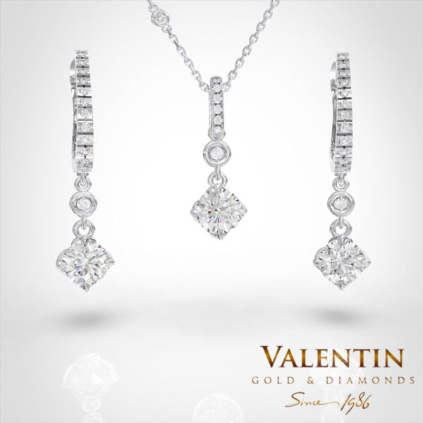 Златни обеци Diamond Lotus Extended 7613 – бяло злато
