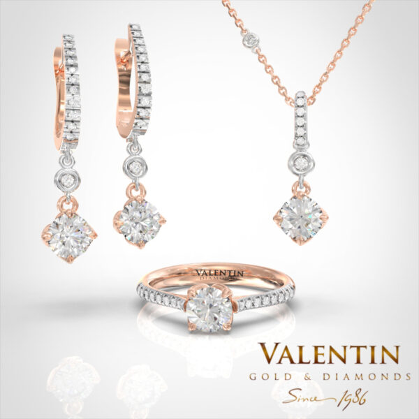 Златни обеци Diamond Lotus Extended 7613 – розово злато