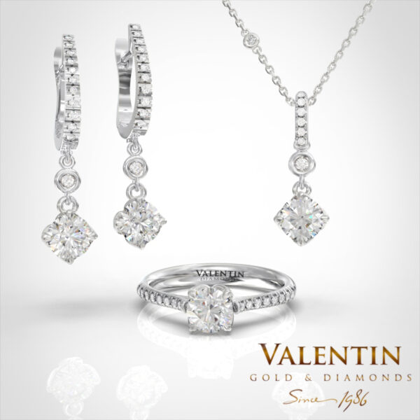 Златни обеци Diamond Lotus Extended 7613 – бяло злато