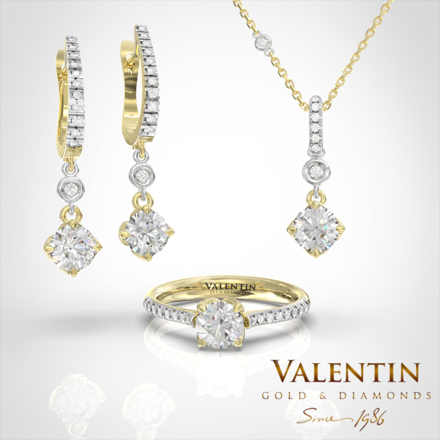 Златни обеци Diamond Lotus Extended 7613 – жълто злато