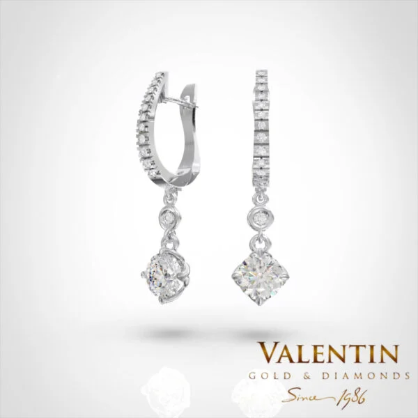 Златни обеци Diamond Lotus Extended 7613 – бяло злато