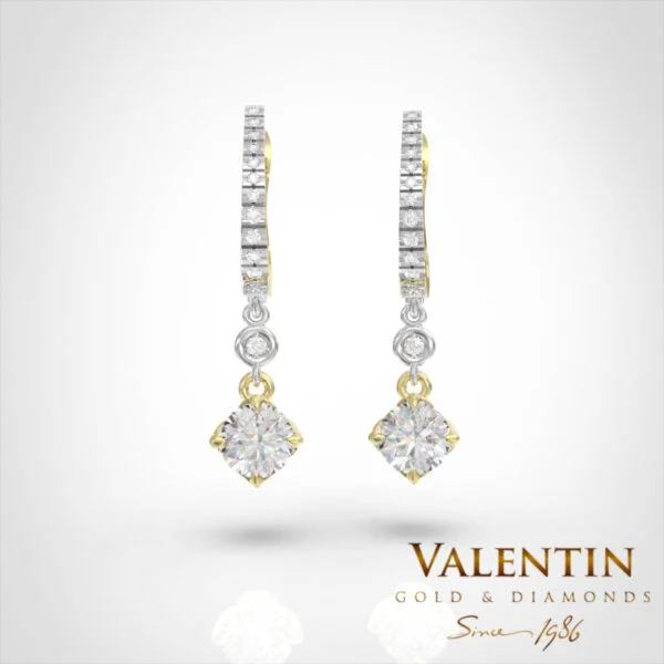 Diamond Lotus Extended Gold Earrings 7613 – yellow gold