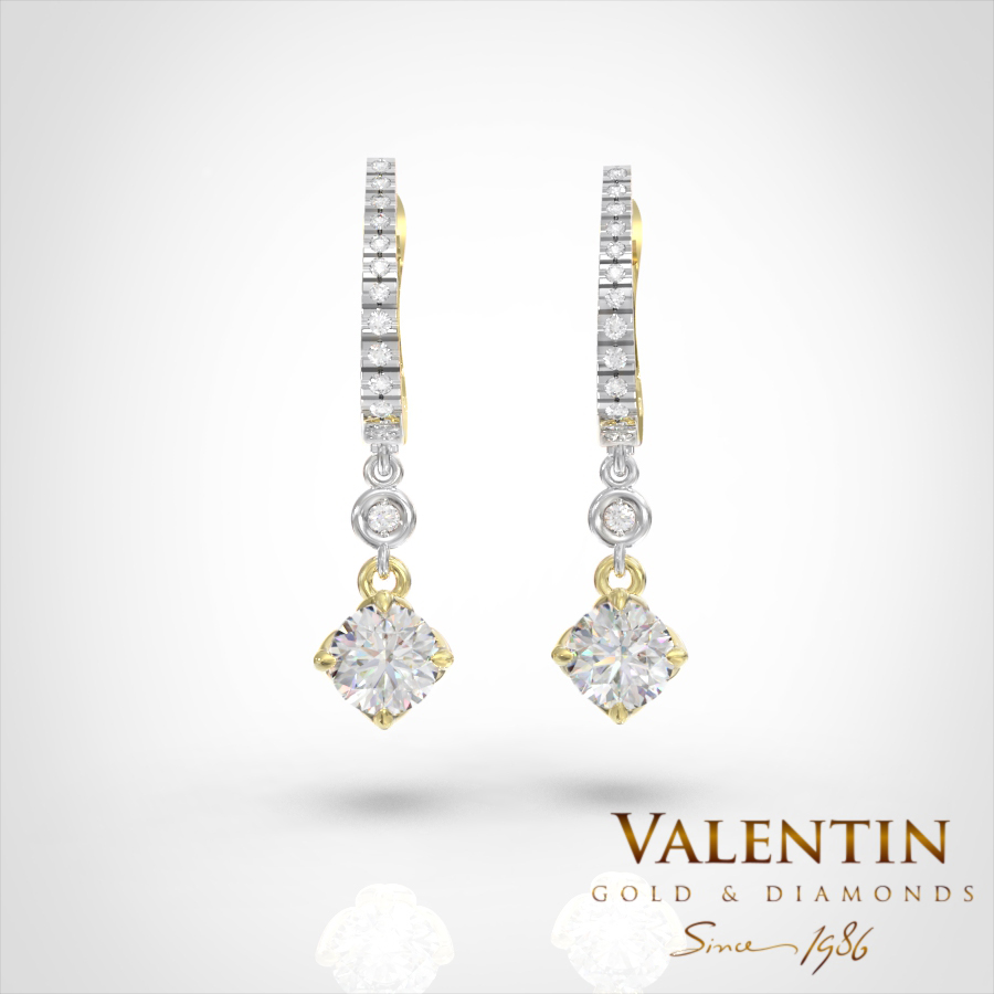 Златни обеци Diamond Lotus Extended 7613 – жълто злато