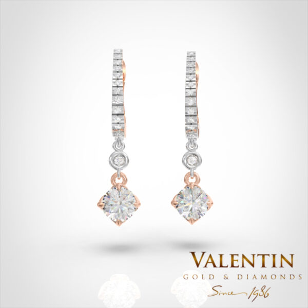 Златни обеци Diamond Lotus Extended 7613 – розово злато