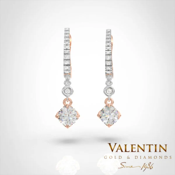 Diamond Lotus Extended Gold Earrings 7613 – rose gold