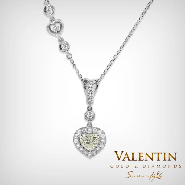 Златен медальон Heart with Diamond 6945 – бяло злато