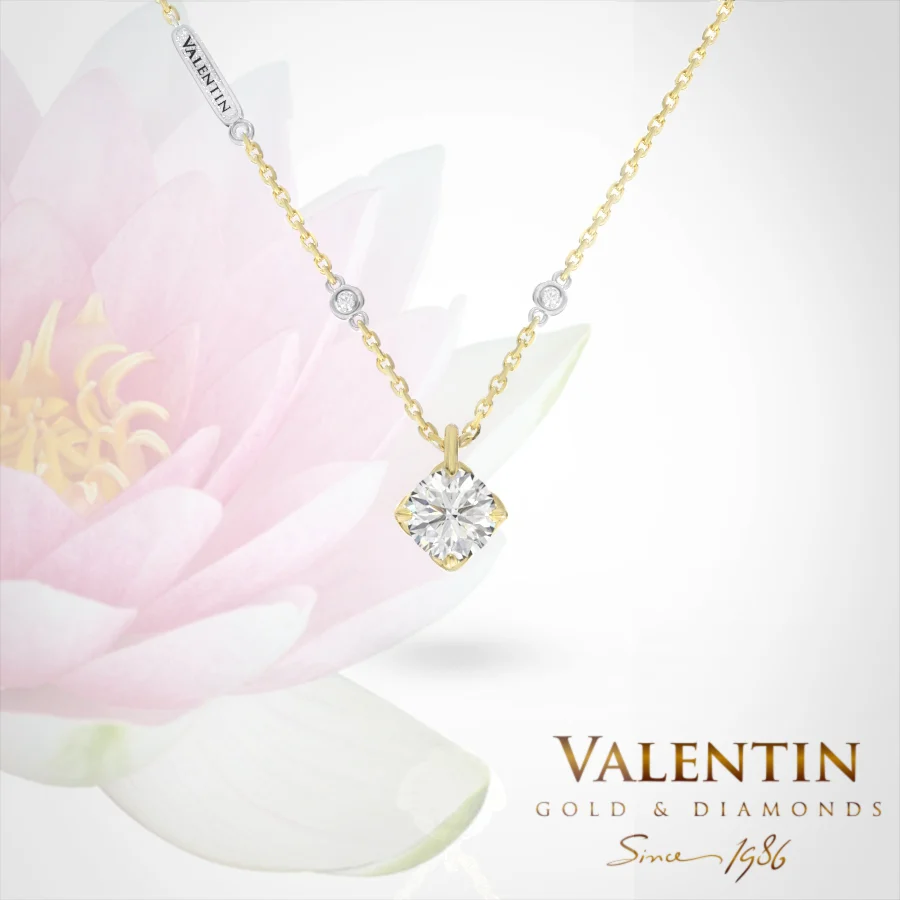 Diamond Lotus Gold Pendant 6903 – yellow gold