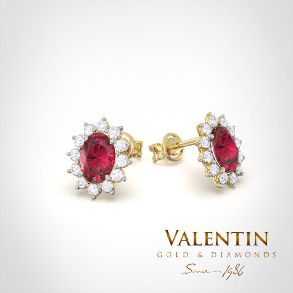 Златни обеци Rosette Ruby 6×4 7400 – жълто злато