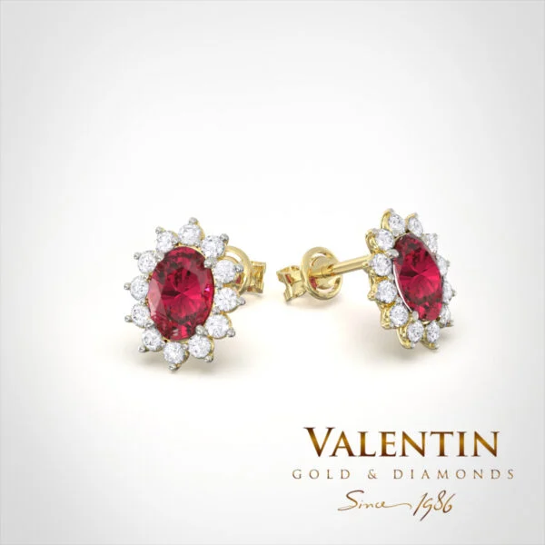 Златни обеци Rosette Ruby 6×4 7400 – жълто злато