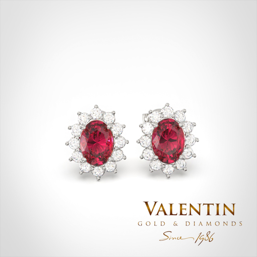 Златни обеци Rosette Ruby 6×4 7400 – бяло злато
