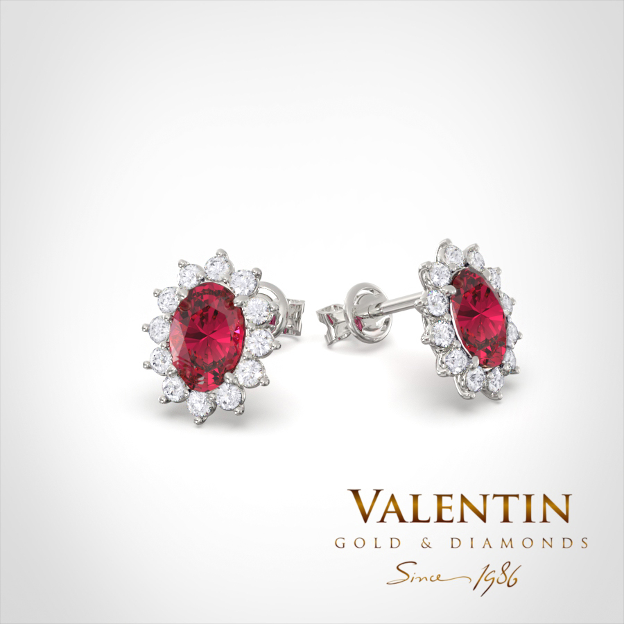 Златни обеци Rosette Ruby 6×4 7400 – бяло злато