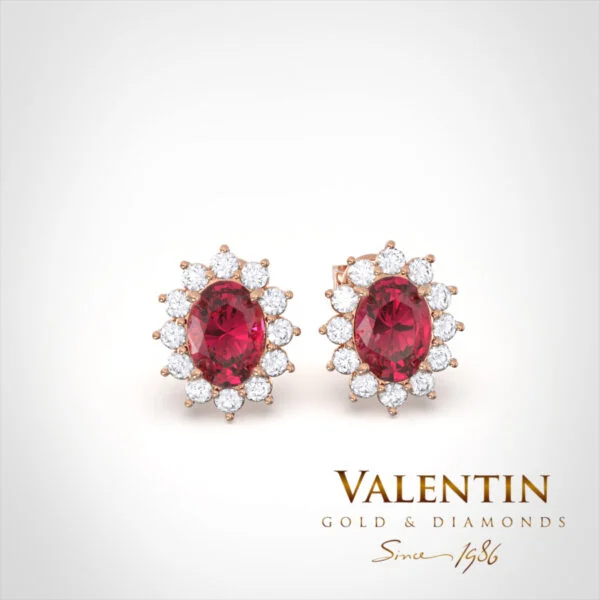 Златни обеци Rosette Ruby 6×4 7400 – розово злато