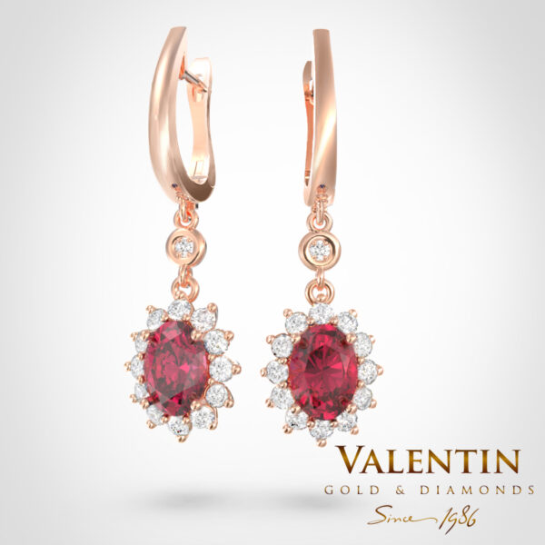 Златни обеци Rosette Ruby 6×4 7588 – розово злато