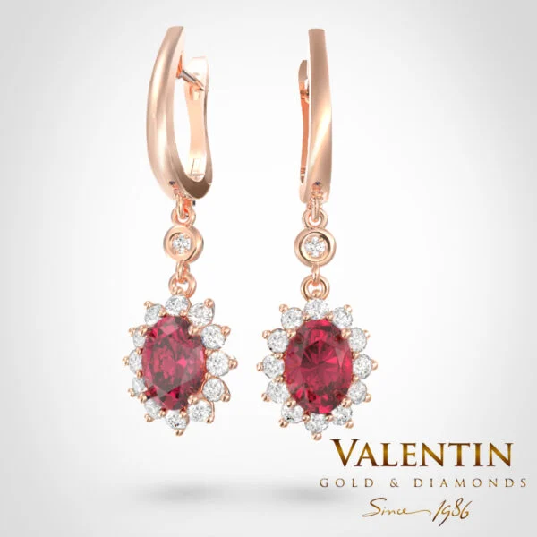 Златни обеци Rosette Ruby 6×4 7588 – розово злато