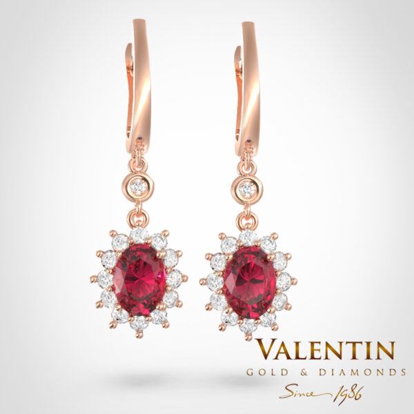 Златни обеци Rosette Ruby 6×4 7588 – розово злато