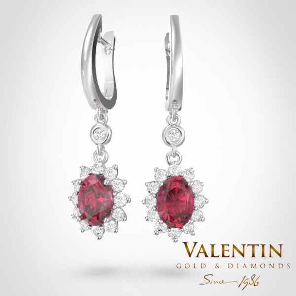 Златни обеци Rosette Ruby 6×4 7588 – бяло злато