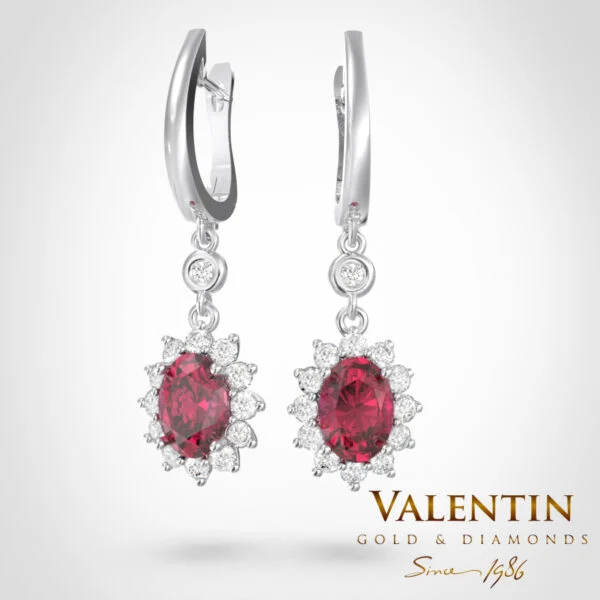 Златни обеци Rosette Ruby 6×4 7588 – бяло злато