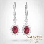 Rosette Ruby Gold Earrings 6×4 7588 – white gold