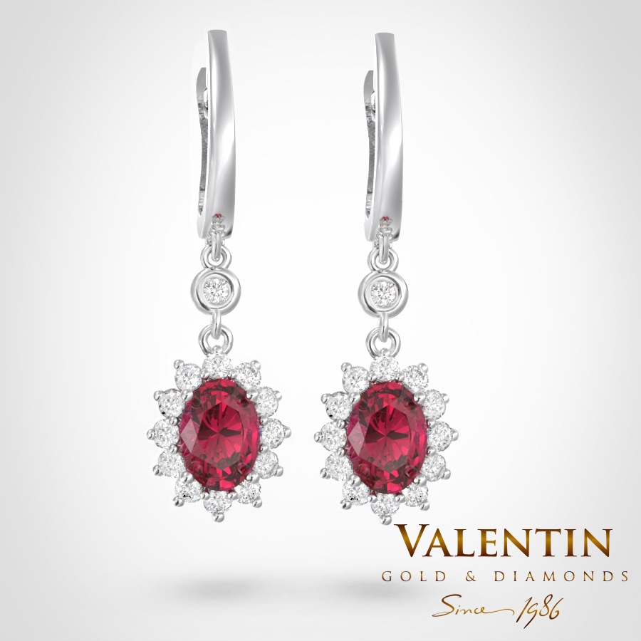 Златни обеци Rosette Ruby 6×4 7588 – бяло злато