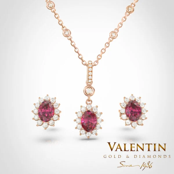 Златен медальон Rosette Ruby 6×4 6871 – розово злато
