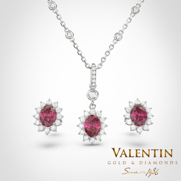 Златен медальон Rosette Ruby 6×4 6871 – бяло злато