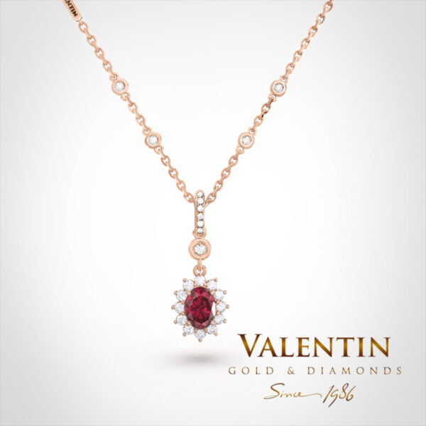 Златен медальон Rosette Ruby 6×4 6871 – розово злато