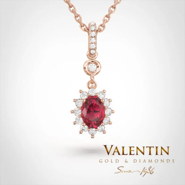 Златен медальон Rosette Ruby 6×4 6871 – розово злато