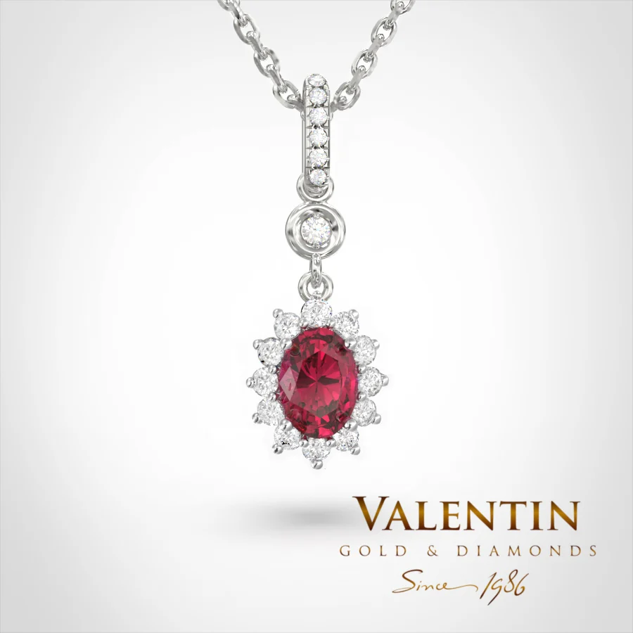 Rosette Ruby Gold Pendant 6×4 6871 – white gold