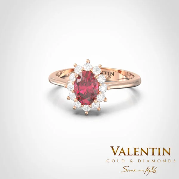 Rosette Ruby Gold Ring 6×4 4728 – rose gold