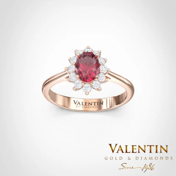Rosette Ruby Gold Ring 6×4 4728 – rose gold