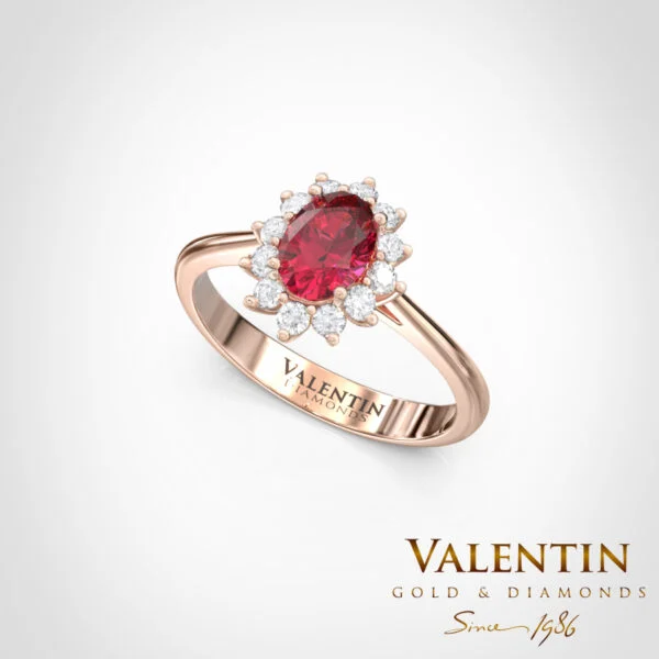 Rosette Ruby Gold Ring 6×4 4728 – rose gold