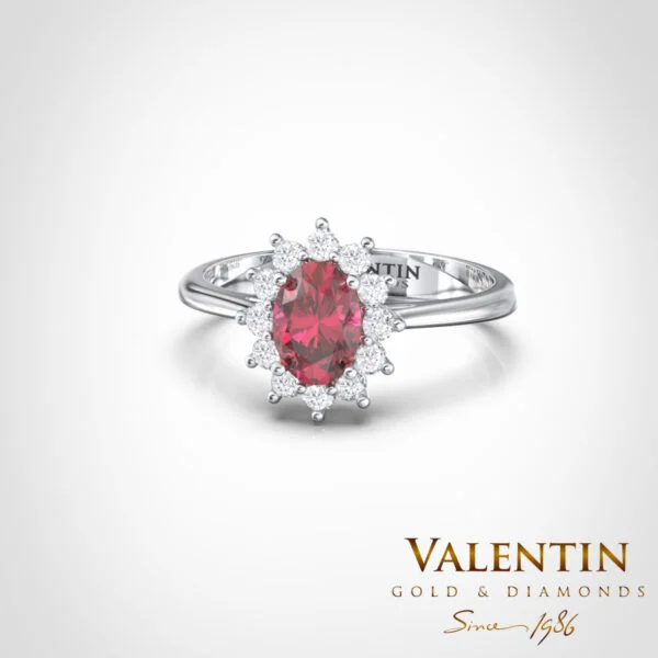 Rosette Ruby Gold Ring 6×4 4728 – white gold