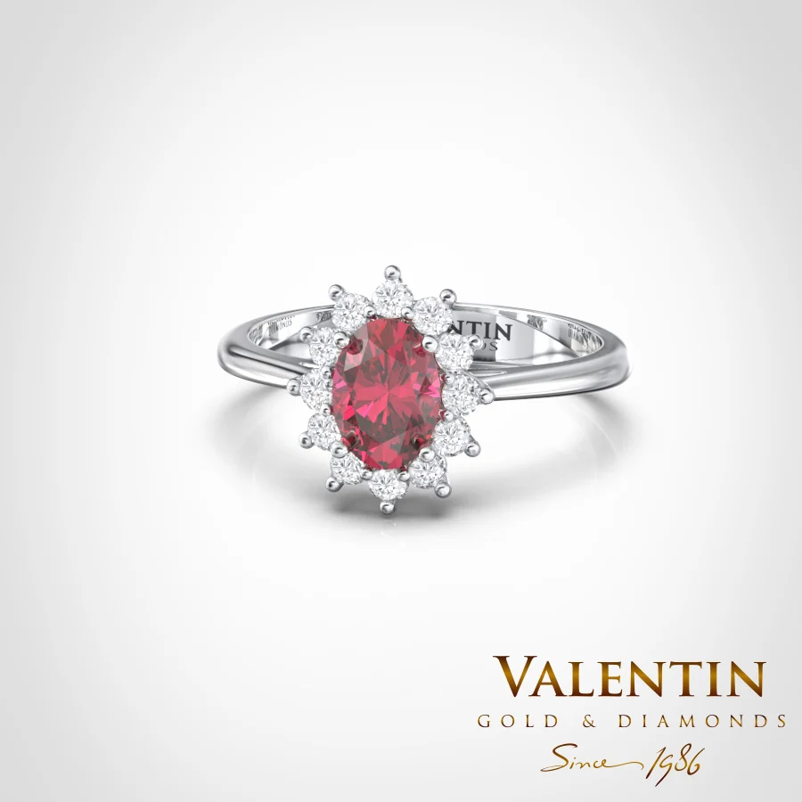 Rosette Ruby Gold Ring 6×4 4728 – white gold