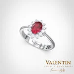 Златен пръстен Rosette Ruby 6×4 4728 – бяло злато