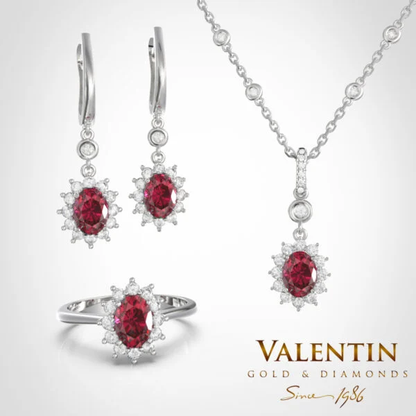 Rosette Ruby Gold Ring 6×4 4728