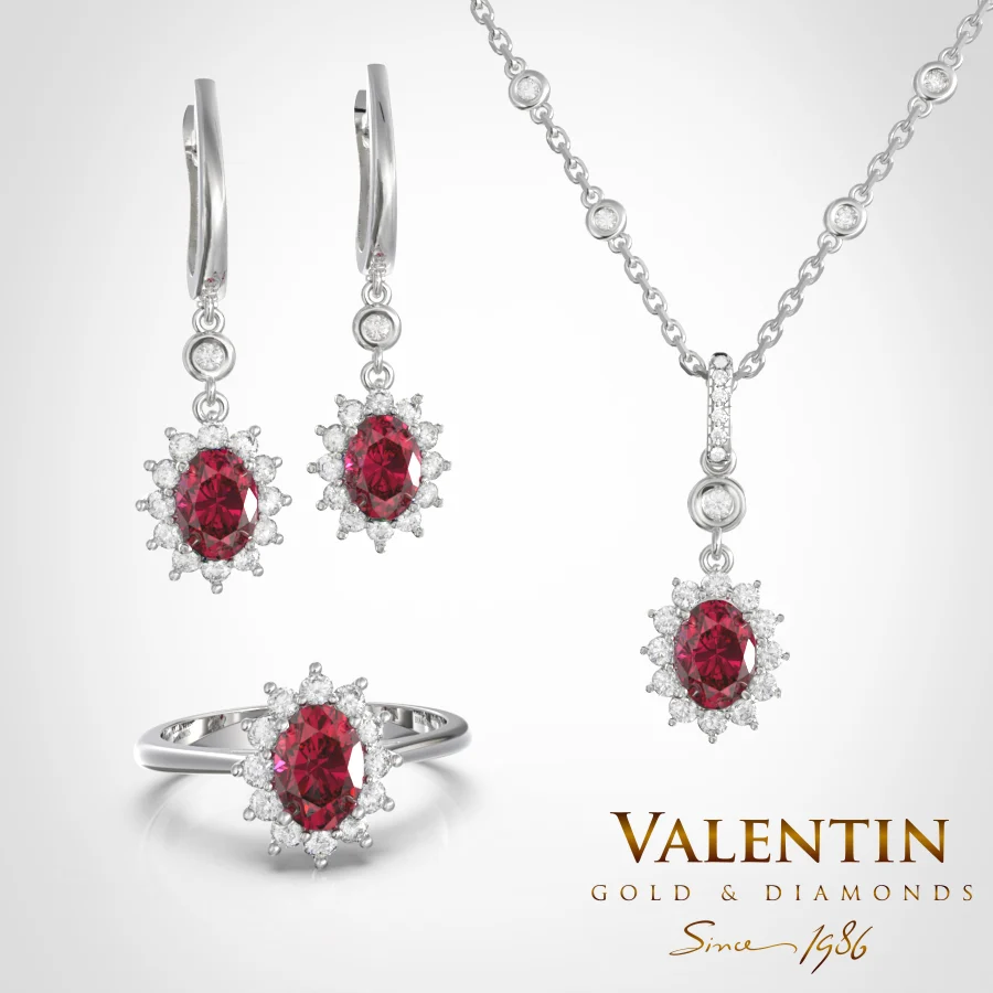 Rosette Ruby Gold Ring 6×4 4728