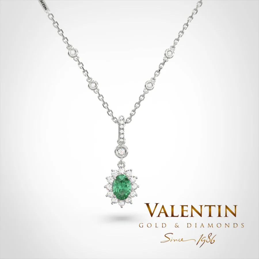 Rosette Emerald Gold Pendant 6871 – white gold