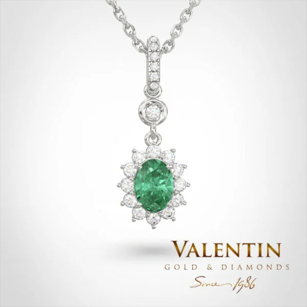 Златен медальон Rosette Emerald 6871 – бяло злато