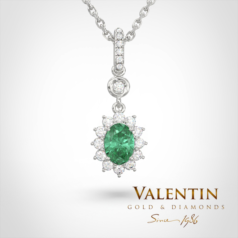Златен медальон Rosette Emerald 6871 – бяло злато