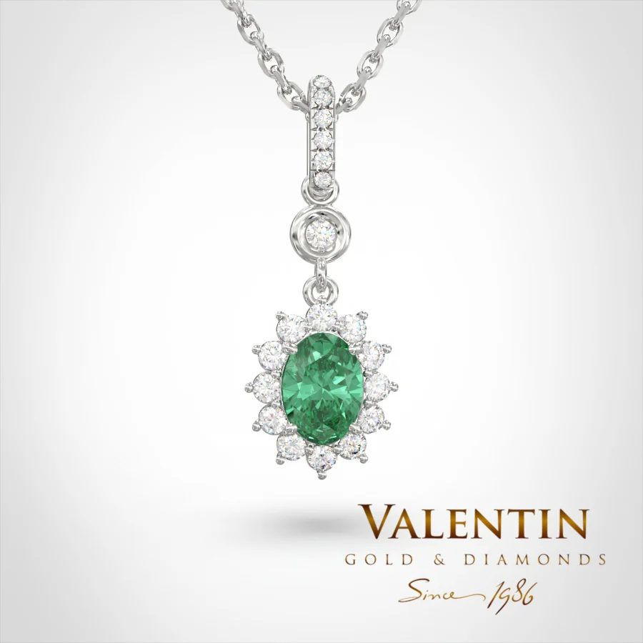 Rosette Emerald Gold Pendant 6871 – white gold