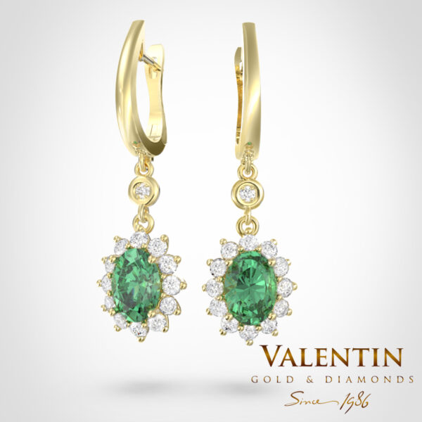Златни обеци Rosette Emerald 7588 – жълто злато