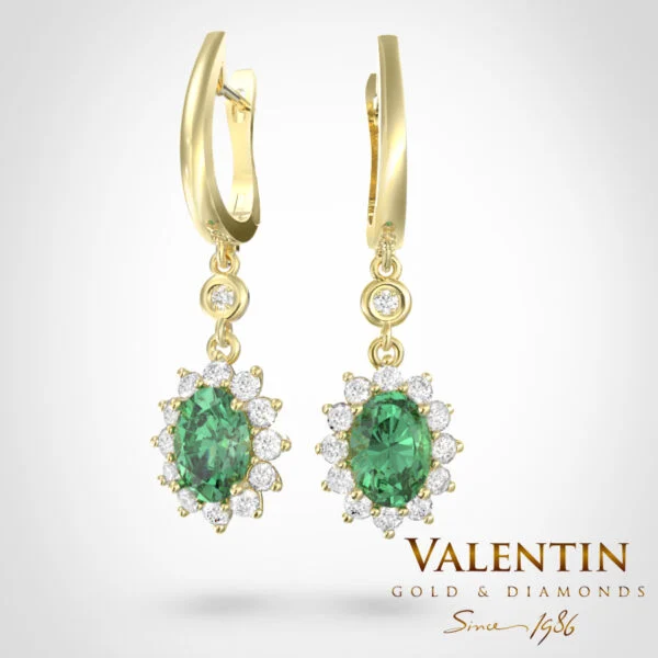 Rosette Emerald Gold Earrings 7588 – yellow gold