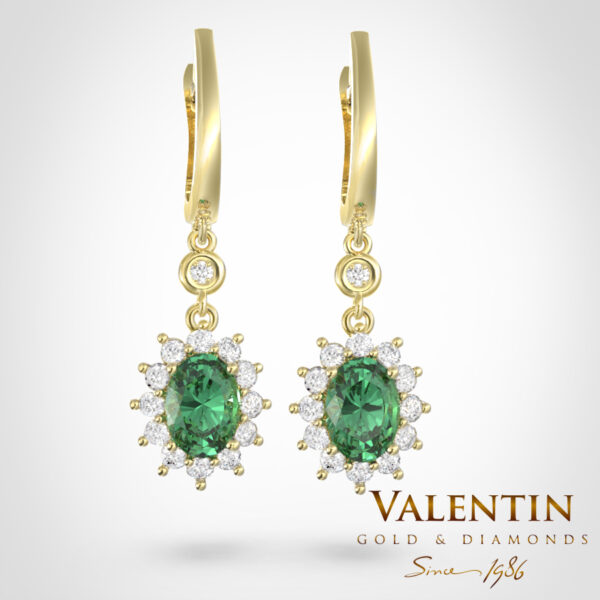 Златни обеци Rosette Emerald 7588 – жълто злато