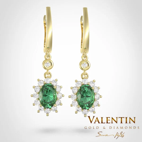Rosette Emerald Gold Earrings 7588 – yellow gold