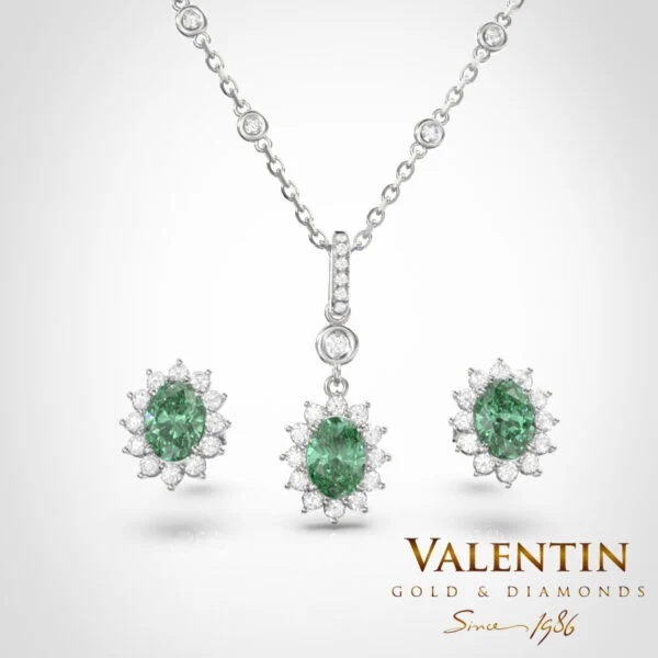 Златен медальон Rosette Emerald 6871 – бяло злато