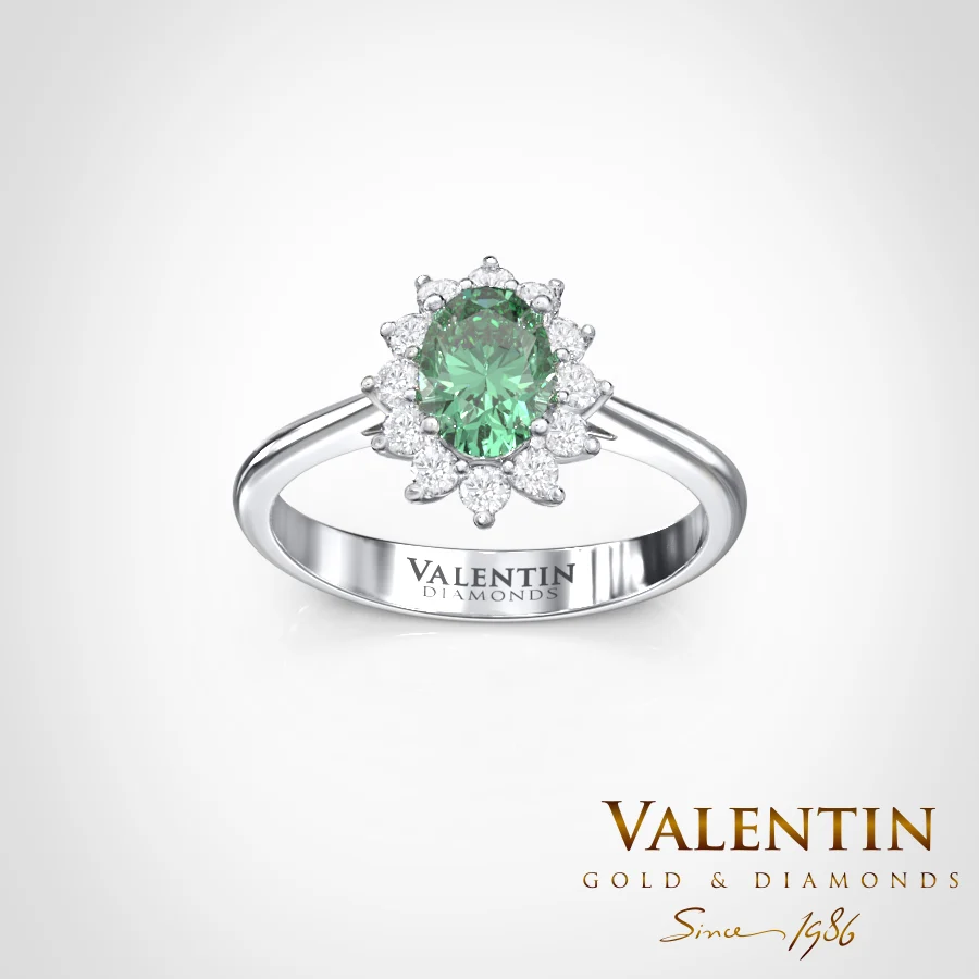 Златен пръстен Rosette Emerald 4728 – бяло злато