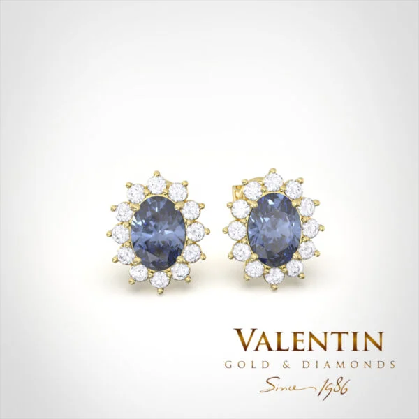 Rosette Sapphire Gold Earrings 6×4 7400 – yellow gold