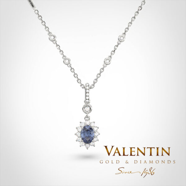 Златен медальон Rosette Sapphire 6×4 6871 – бяло злато