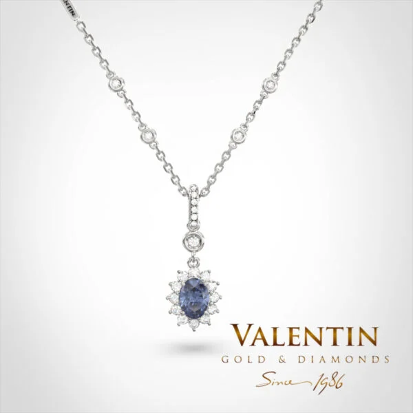 Златен медальон Rosette Sapphire 6×4 6871 – бяло злато