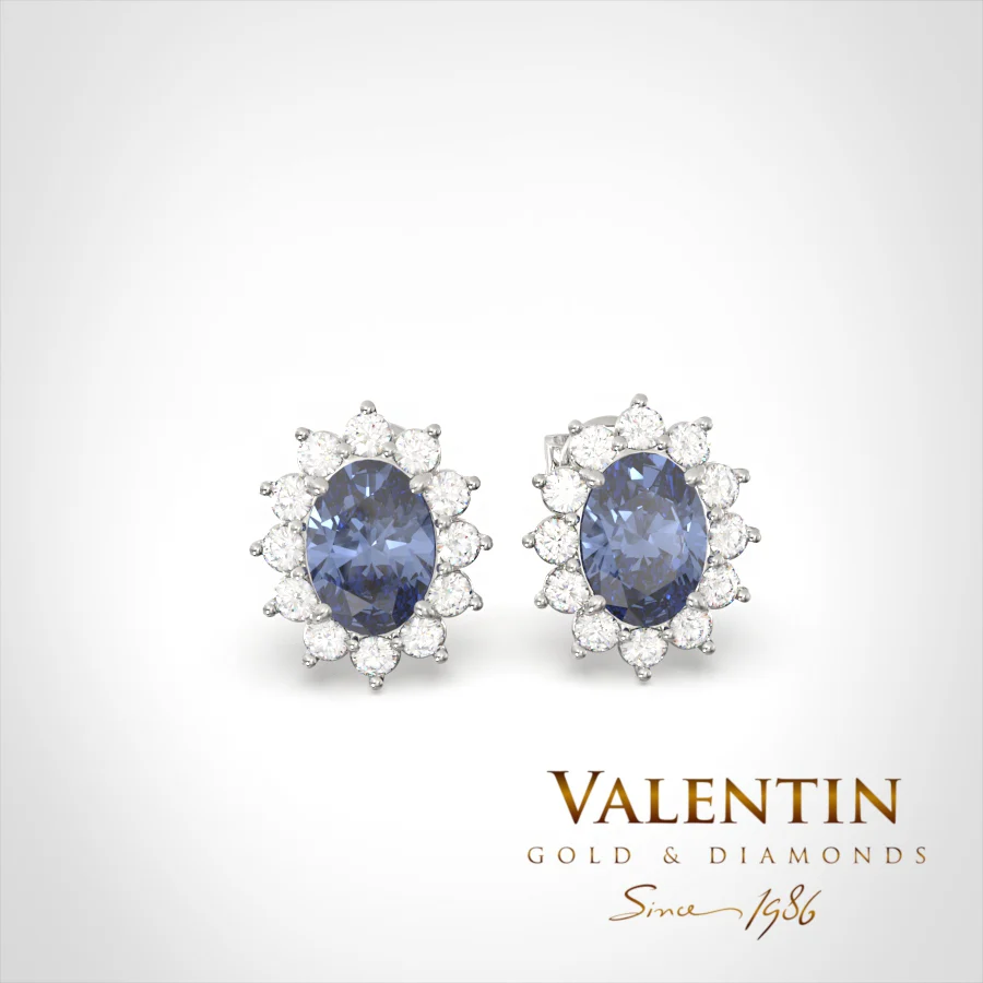 Златни обеци Rosette Sapphire 6×4 7400
